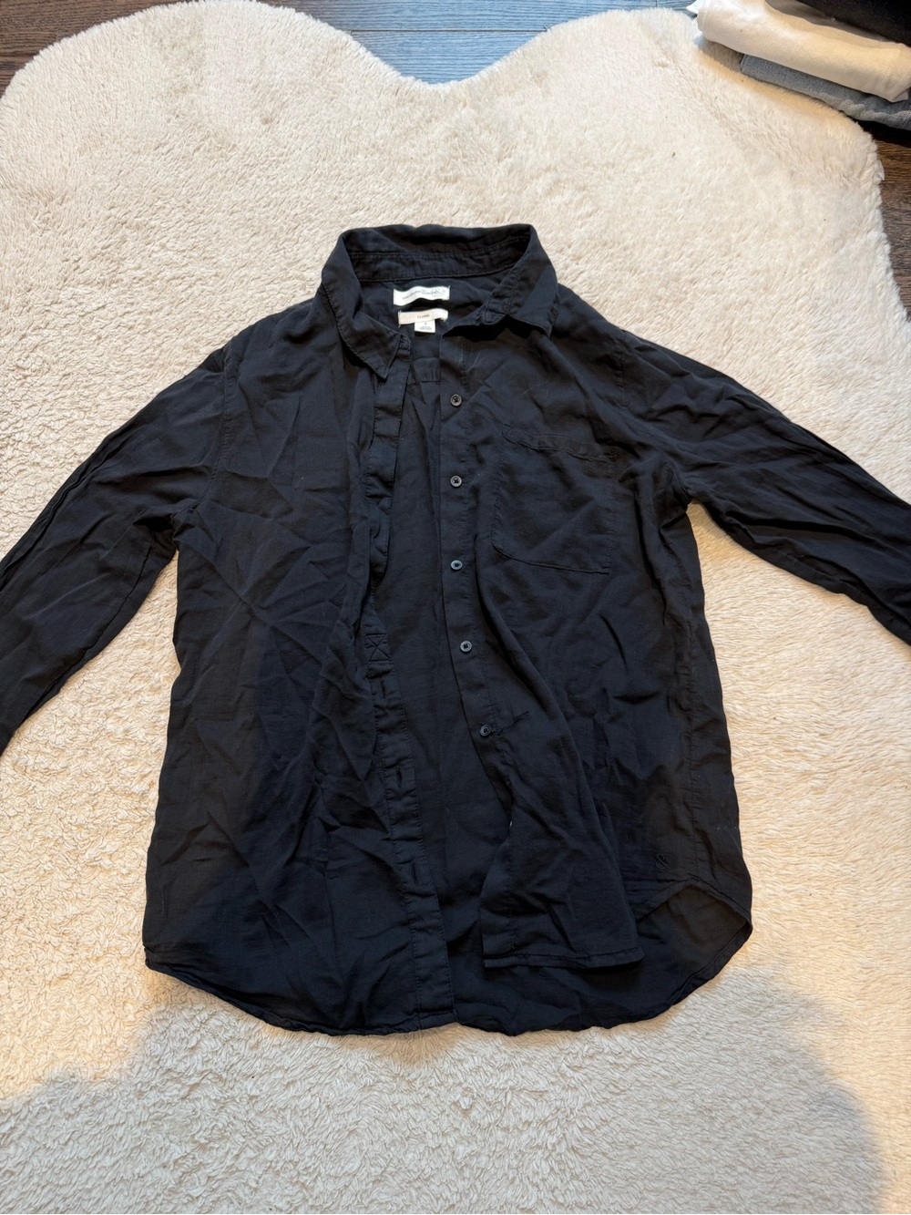 Women’s Black Button-Up Shirt - Lightweight Long Sleeve